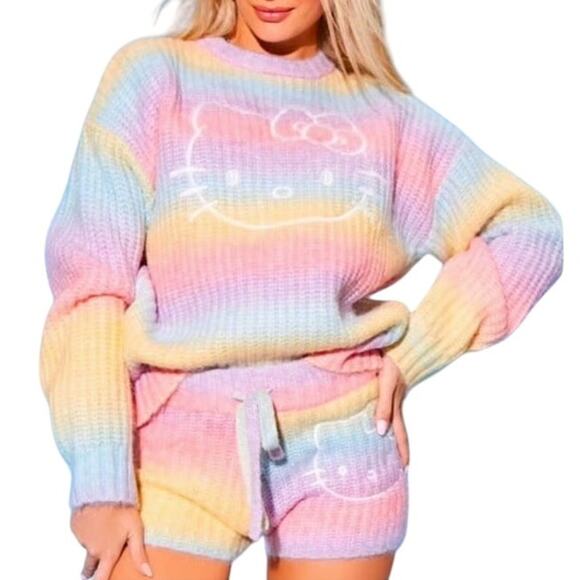 Hello Kitty x Forever 21 Knit Sweater Shorts Plus Size 0X (12/14) Multicolor New - Picture 1 of 11